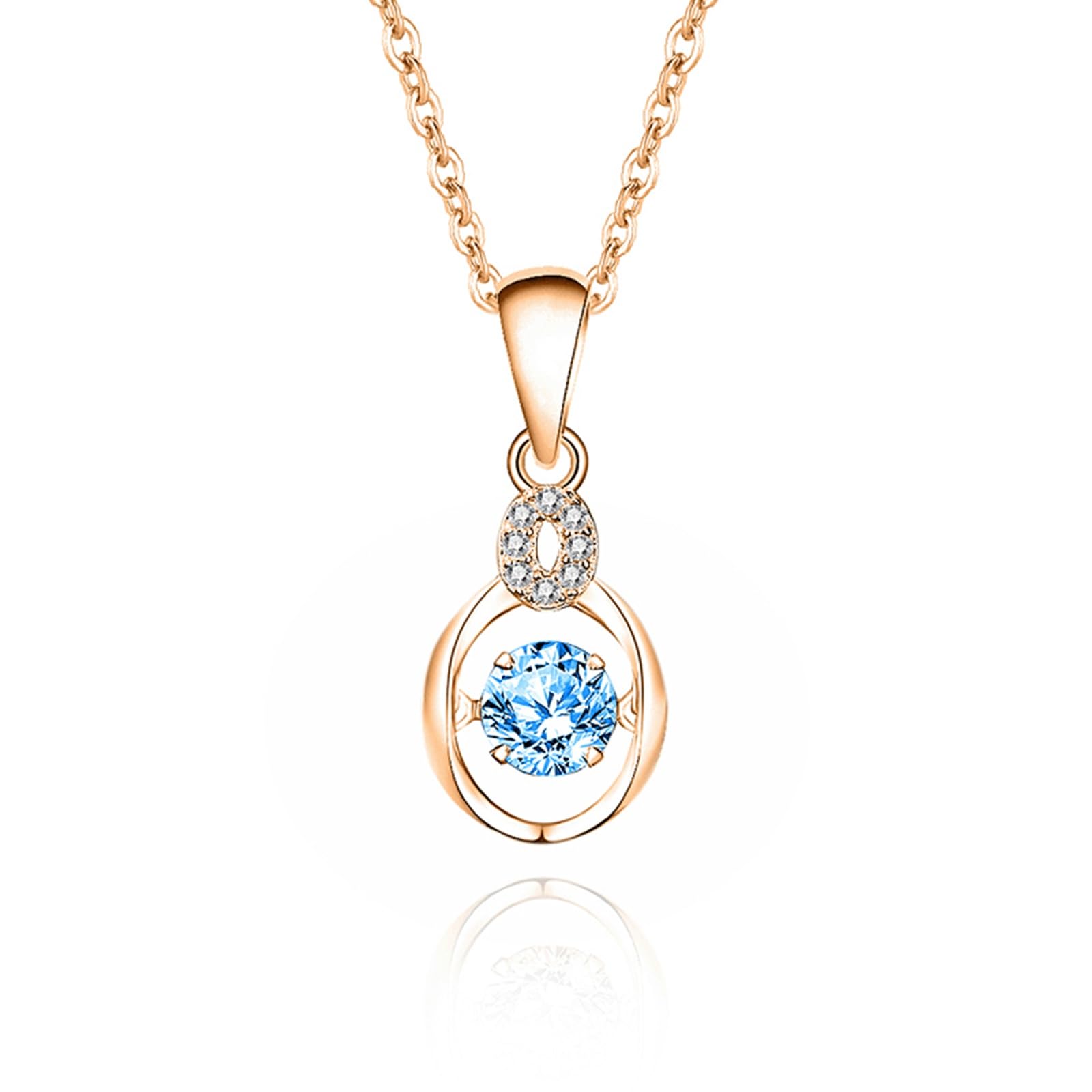Collar con colgante para mujer, oro blanco, oro rosa, platino, anillo irregular con moissanita redonda, 0,5 quilates