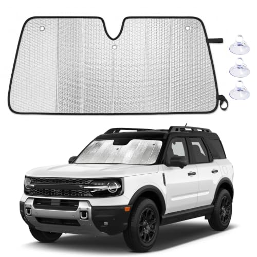 Image of EcoNour Foldable Sun Shade Fit for Ford Bronco Sport 2021-2023 2024 2025 | Accordion Windshield Sun Shade, Front Car Window Shades Sun Visor, Blocks UV Rays & Heat, Car Accessories