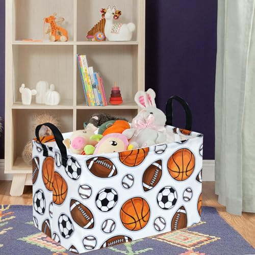 Image of DUYIY Rectangle Gift Storage Basket Home Shelf Storage Basket Organizer Box Clothes Laundry Hamper Nursery Basket Laundry Basket with Handles (Color Balls)