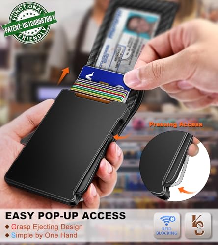 Image of KEMISANT Men Wallet,Slim Wallet Card Case With Magnetic Billfold Flip,Pop-up Access for 12Cards RFID Blocking