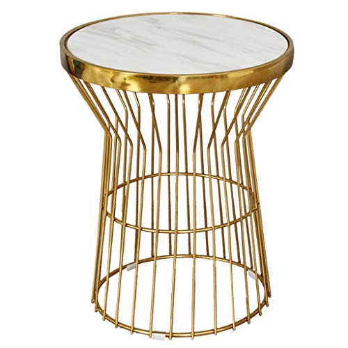 Table d'appoint en marbre chic et dorée pour salon moderne - 2