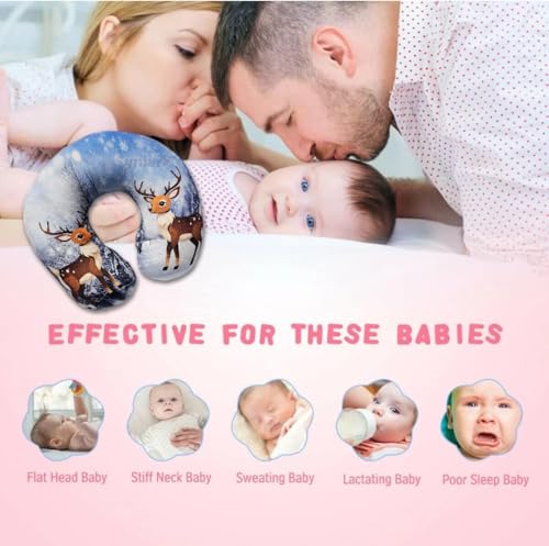 Image of Baby Neck Pillow for Head Shaping | Neck Support New Born Baby Infant Printed Pillow (0-5 Years) (Dear)