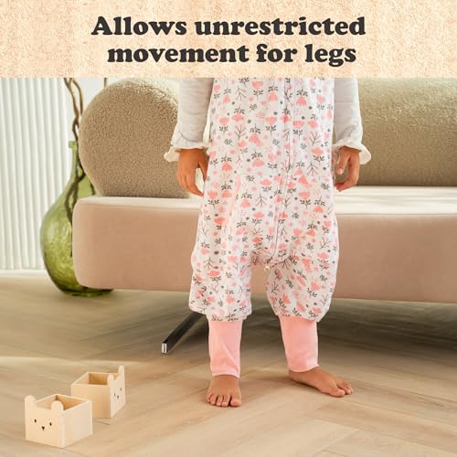 Image of Toddler Sleep Sacks - 2T-3T Wearable Blanket - Sleeveless Feet Sleep Sack, Pink Flowers