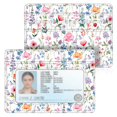 Image of FINTIE Slim Minimalist Front Pocket Wallet, RFID Blocking Credit Card Holder Card Cases with ID Window for Men Women (Flower Fantasy)