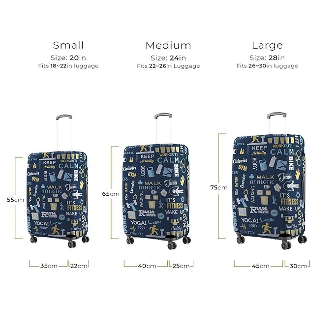 Image of Printed Luggage Cover for Traveling Bag & Suitcase - Stretchable & Scratchproof Trolley Protector with Velcro Lock & Lightweight Washable Material(Suitcase Bag Not Included, Only Cover in Product)
