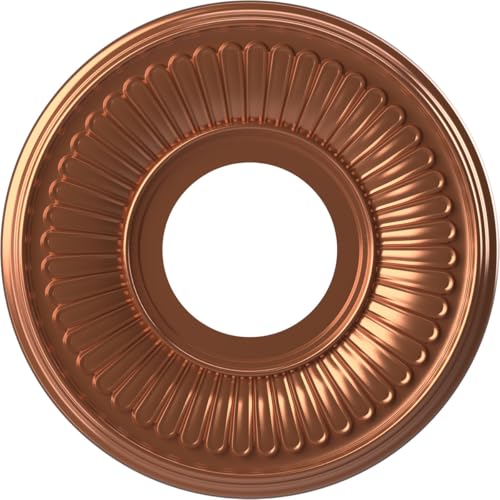 Image of Ekena Millwork CMP10BEBCO Berkshire Thermoformed PVC Ceiling Medallion (Fits Canopies up to 4 1 /2 inch), 10 inchOD x 3 1 /2 inchID x 3 /4 inchP, Bright Coat Copper