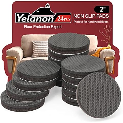 Non Slip Furniture Pads - 24pcs 50mm Furniture Grippers, Non Skid for Furniture Legs,Self Adhesive Rubber Feet Furniture Feet,Anti Slide Furniture Hardwood Floors Protectors for Keep Couch Stoppers Cover