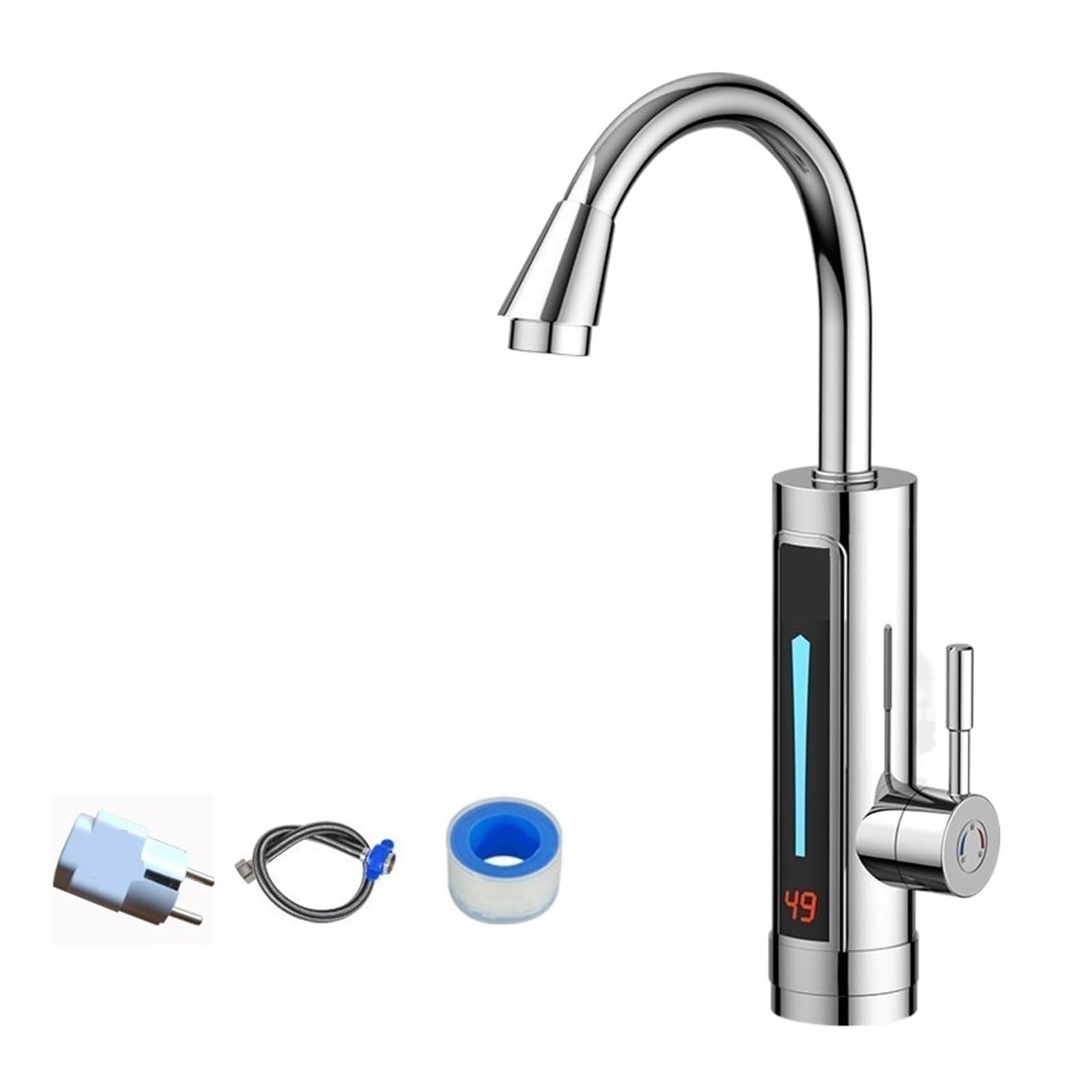LNHHG Electric Kitchen Instant Heating Faucet Heater,hot Cold Dual-use Tankless Water Quickly Heating Tap,with LED Display(Silver)