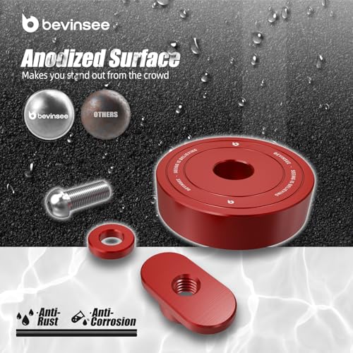 Image of Bevinsee 4pcs Lifting Jack Pads Pucks Compatible with Corvette C5 C6 C7 GS Z06 ZR1 C8 Heavy Duty Aluminum Lift Point Adapter Pucks Essential Accessory for Safe Lifting, Red