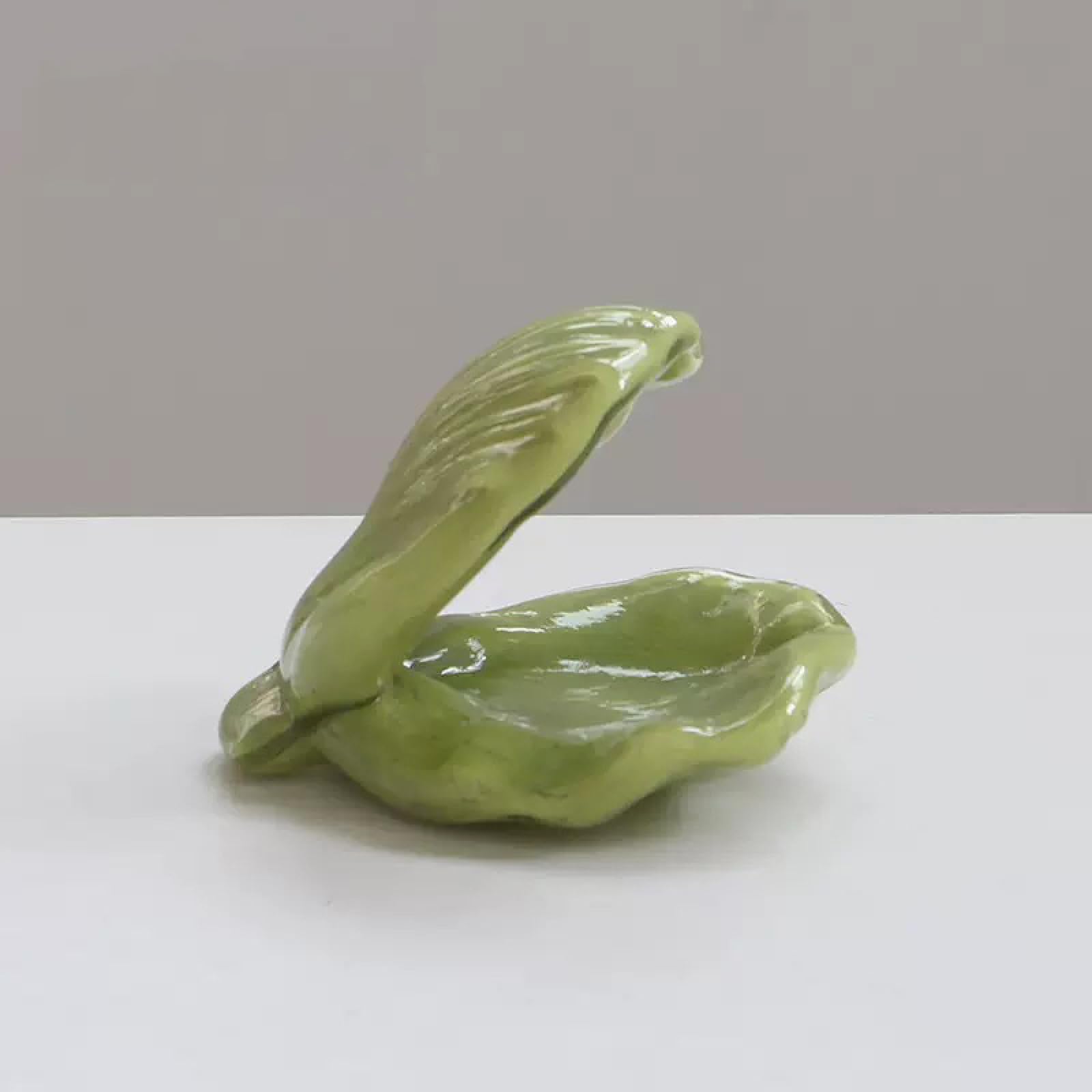Dytartzx Green Coloured Glaze Art Seashell Glass Figurine Handmade Sculpture Blown Paperweights Ornament Home Decor