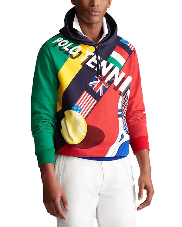 POLO RALPH LAUREN Men's Sweater Large Pullover Hoodie Colorblock (Large, Navy)2