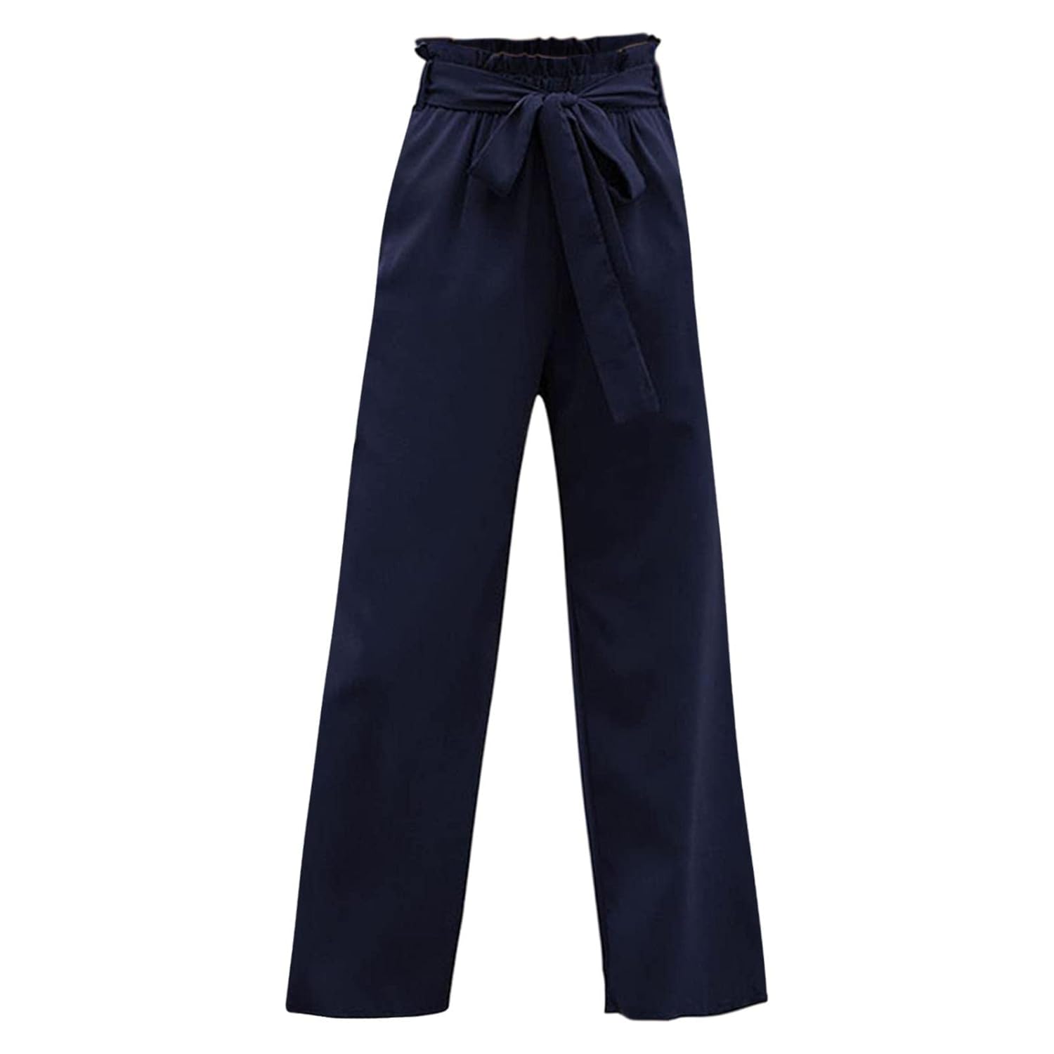 YOLAI Women Wide Leg Pants High Waisted Tied Belt Pants Summer Casual Business Work Pants with Pockets