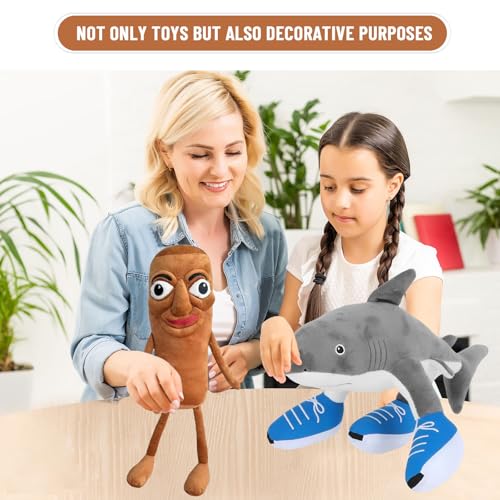 Ajuanbazha Tralalero Tralala Hai Plüschtier, Lustige Italian Brainrot Meme Figur mit Sneakers, Weiches Kuscheltier Spielzeug für Kinder & Erwachsene, Geschenkidee für Fans (A)