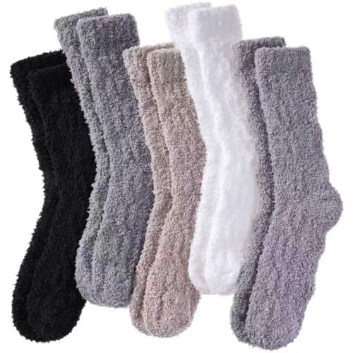 Image of LANLEO Fuzzy Socks for Women Soft Cozy Fluffy Slipper Winter Warm Microfiber Plush Sleeping Socks
