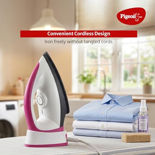 Image of PIGEON AUTOMATIC CORDLESS ELECTRICAL DRY IRON - PINK