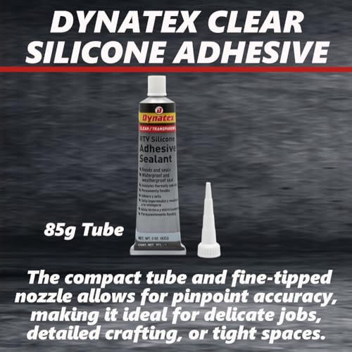 Image of Dynatex 143372 Clear RTV Silicone Adhesive /Sealant, 85g Waterproof RTV Sealant, Single Component RTV Silicone Sealant, Permanent Flexibility, Insulates Thermally and Electrically