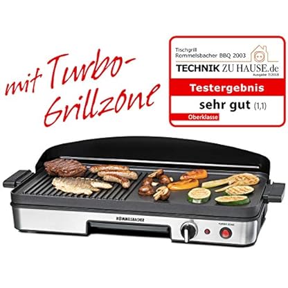 ROMMELSBACHER Tischgrill BBQ 2003 - Turbo-Grillzone, 3-Lagen-Antihaftbeschichtung, Grillfläche 50 x 25 cm, 1900 Watt – Bild 3