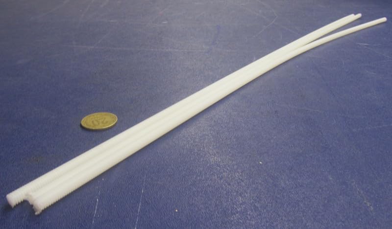 Natural Nylon 6/6 Fully Threaded Rod RH 1/4"-20 x 24 Length 3 Pcs.