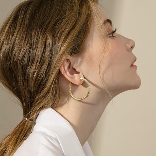 14K Gold Hoop Cubic Zirconia Hoops Earrings for Women’s Hoop Earrings 14 Karat Gold Hoops Earring with Cubic Zirconia 30mm3