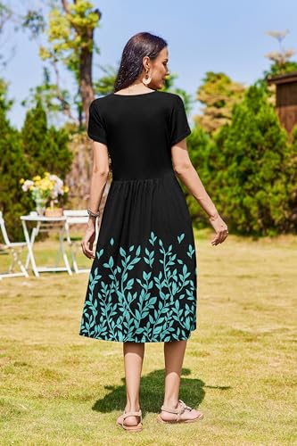 Image of Zeagoo Womens Summer Dresses Casual Aline Midi Dress Short Sleeve Floral Tshirt Dress Flowy Beach Sundresses with Pockets