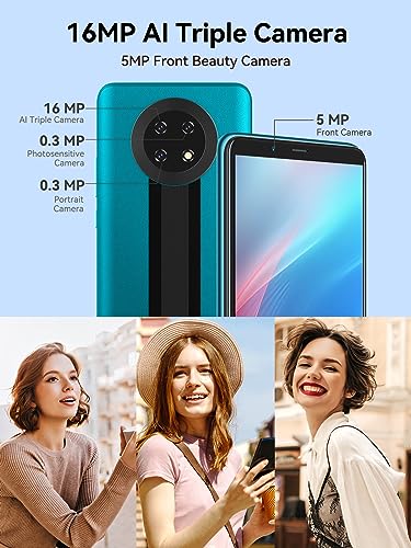 CUBOT Note 9 Smartphone 4G Daul SIM Android Teléfono Moviles 5,99'' HD Pantalla 16MP Triple Cámara 3 GB RAM 32 GB ROM Ampliable Triplo Ranura Teléfono/Face ID/GPS - Verde