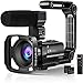 Produktbild Videokamera 2.7K Camcorder mit Mikrofon,Vlog Kamera zum filmen für YouTube mit IR Nachtsicht,16X Digital Zoom 36MP 3,0 Zoll LCD Touchscreen,Gegenlichtblende,Fernbedienung