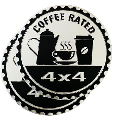 Image of 2 pcs Car Emblem 4 x 4 Metal Automotive Badge 3D Metal Car Badges Emblems Round Emblem Decals Car Badge Decals Stickers Compatible with Vehicles Trucks SUV RV Decorations (Coffee)