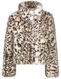 Mit Leo-Dessin Taifun Damen Webpelz-Jacke mit Leo-Dessin Langarm Animal-Print Vanilla Ice Gemustert 34