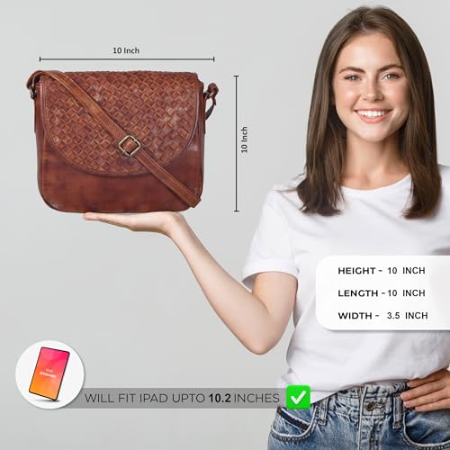 Image of Genuine Leather Shoulder Crossbody Purse For Women with Adjustable Strap, Mobile Pocket & Outside & Inside Zipper