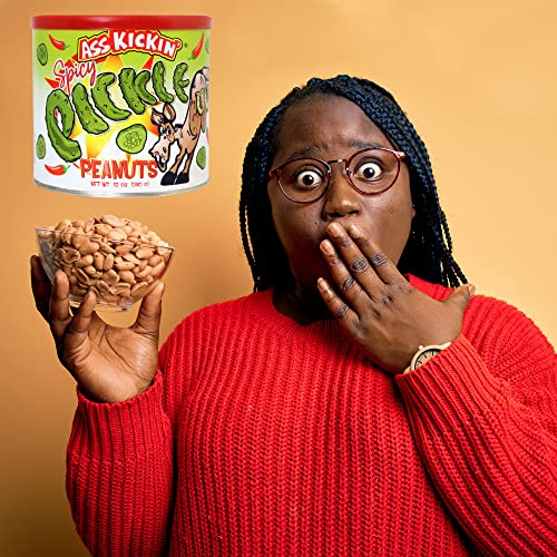 KICKIN’ Spicy Pickle Hot Peanuts – 12oz - Ultimate Spicy Gourmet Gift Peanuts - Try if you dare! …