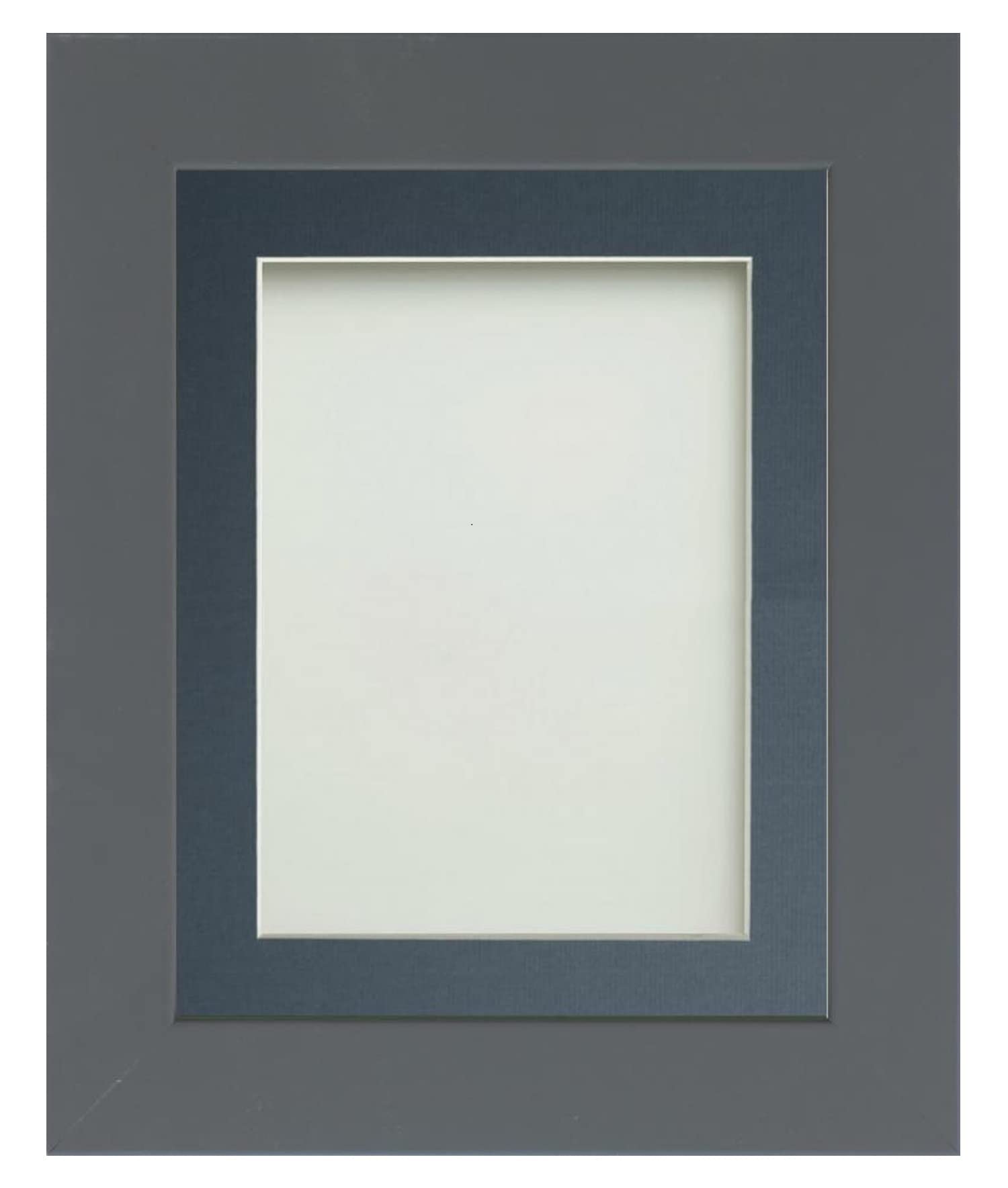 Frame Company Watson Grey Picture Photo Frame fitted with Perspex, 12x10 inch with Blue Mount for image size 10x8 inch