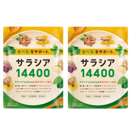 サラシア14400 サラシア 桑の葉 ウコン 菊芋 乳酸菌 ナットウキナーゼ ショウガ? 13種類の贅沢成分 90粒 30日分 (2袋)