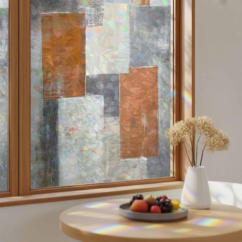 Película decorativa para ventana efecto arcoíris 19.6" x 39.3" 2 piezas miniatura 2