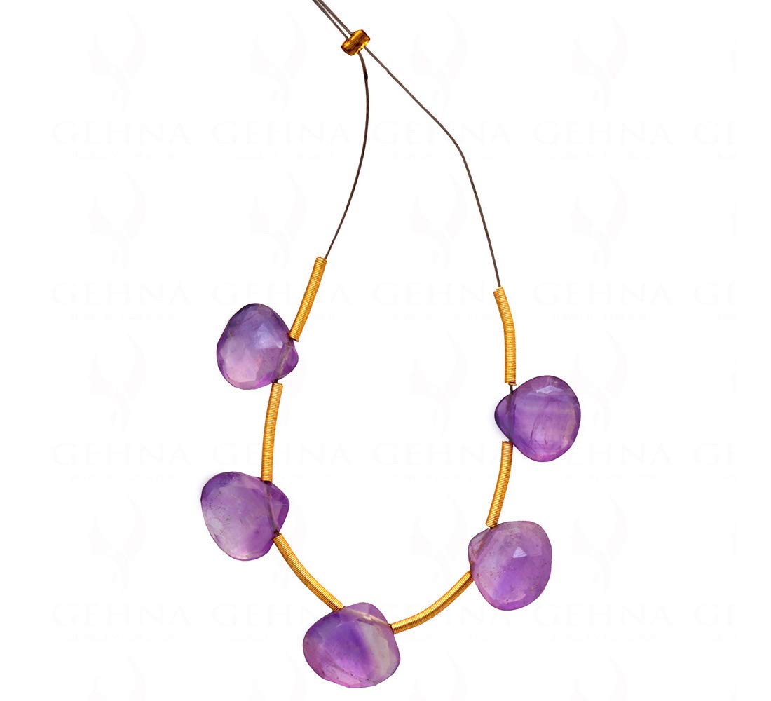 gehna 5 Loose Piece of Amethyst Gemstone Faceted Almond Shaped Bead NS1089-picture-51