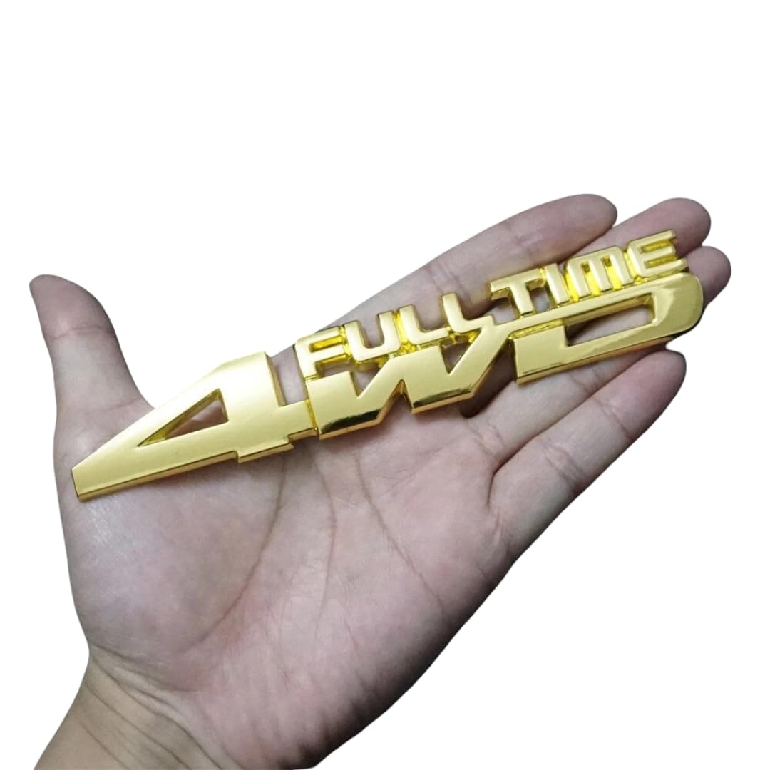 Full Time 4WD 3D Metal Sticker for Innova Hycross 2024 Year Onwards Models of Toy-OTA Car 4 Wheel Drive Logo Badges for All Cars & Trucks - Shiny Gold (15.4CM x 2.6CM)-image-21