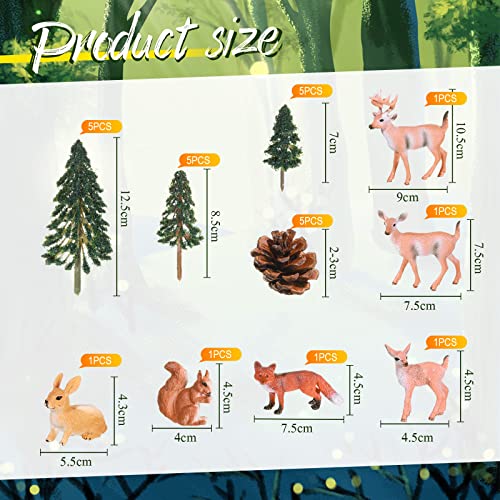 Sratte 26 Pcs Forest Animal Figures Diorama Kit, Woodland Creatures Toys Hunting Toys Model Diorama Supplies for Back to School Gift Educational Learning Birthday Gift - Image 2