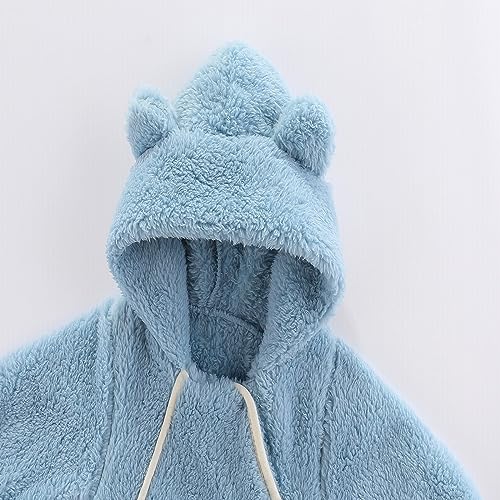 Baby Girl Boy Fleece Thicken Romper Winter Plush Jumpsuit Long Sleeve Bear Ear Hooded Zipper Onesie for Newborn4
