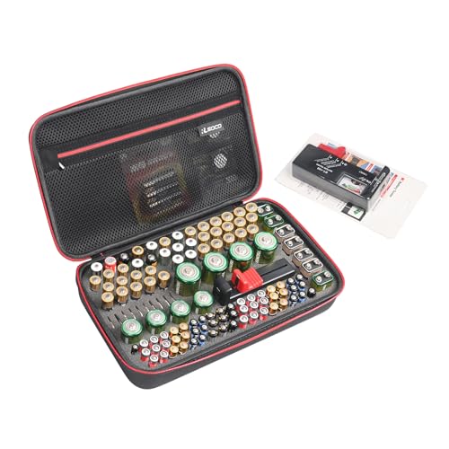 RLSOCO Battery Organizer Case With Tester - Battery Storage Box Holds 120+ Batteries AA,AAA,9V,C and D Size Batteries,BT-168 (Note:Include a battery tester, Not include any batteries)