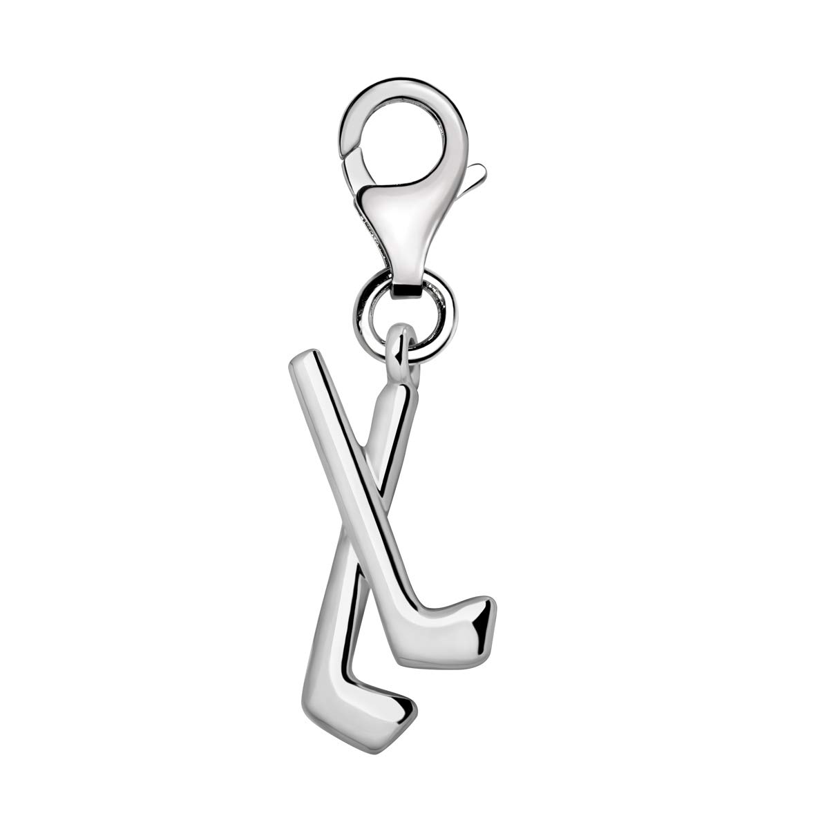 Quiges Charm con Cierre Plateado Palos de Hockey Abalorios Joyería de Mujer