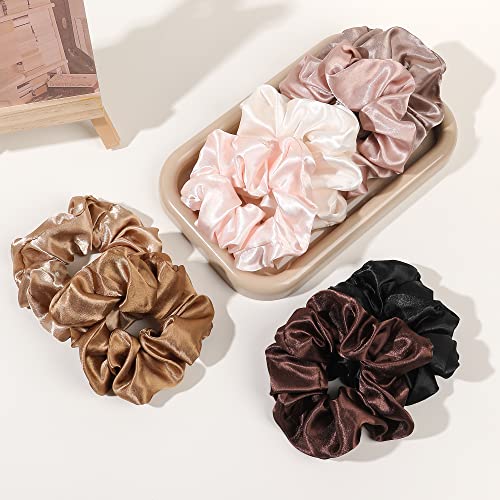 Scrunchies For Women Hair Ties Bands Satin Hair Scrunchies For Girls Big Scrunchies For Women's Thick Curly Hair Ponytail Holders Cute Pony Tails No Crease Hair Ties No Damage #TOP7
