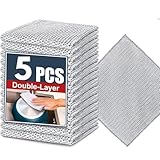 AIMERS 5 Pack Double Layered Dish Wash Cloth Non Scratch Steel Wire Dish Cloth Wet and Dry Dishwashing Rugs for Kitchen Accessories Items Cleaning Supplies for Sinks Counters (Mesh)
