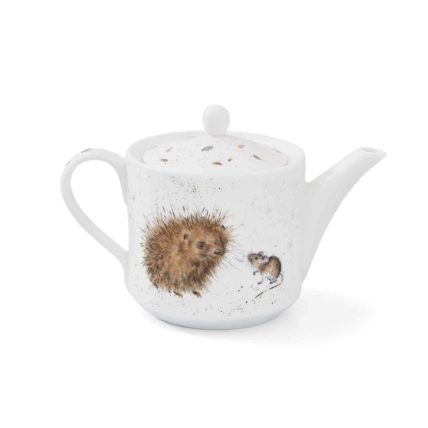 RW WN4090-XT Royal Worcester Wrendale Designs China Théière en céramique Motif hérisson et souris Blanc