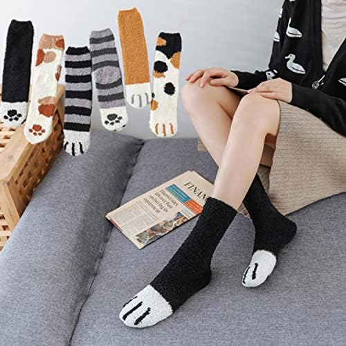 JINXIAN 6 Pairs Fluffy Socks Womens Slipper Socks Cat Claw Socks Warm Soft Fuzzy Thick Cozy Christmas Socks Bed Socks warm winter socks Fleece Socks for Women Man Causal Home Sleeping