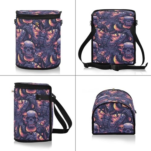 Image of MNSRUU Car Trash Can with Lid, Gothic Skull Butterfly Car Trash Bag Hanging Organizers and Storage for Front Back Seat, Leak-Proof Trash Bin