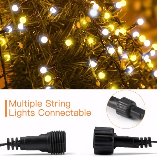 Quntis 400 LED 13FT Blue & Yellow Christmas String Lights - Indoor/Outdoor Decoration for Trees, Weddings, and Parties (Connectable, Waterproof, 8 Twinkle Modes)