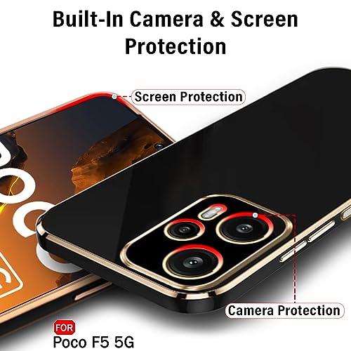 Image of TheGiftKart TPU Luxurious Golden-Plated Back Cover Case for Mi Poco F5 5G | Raised Lips for Camera & Screen Protection | Shockproof Design | Stylish Back Cover Case for Mi Poco F5 5G (Black)
