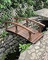 ZIMGOD Outside Curved Pond Bridges with Side Rails, Japanese Garden Bridge Decor for Yard Deck Patio, Classic Footbridge Pathway, Wooden Walkway Bridge