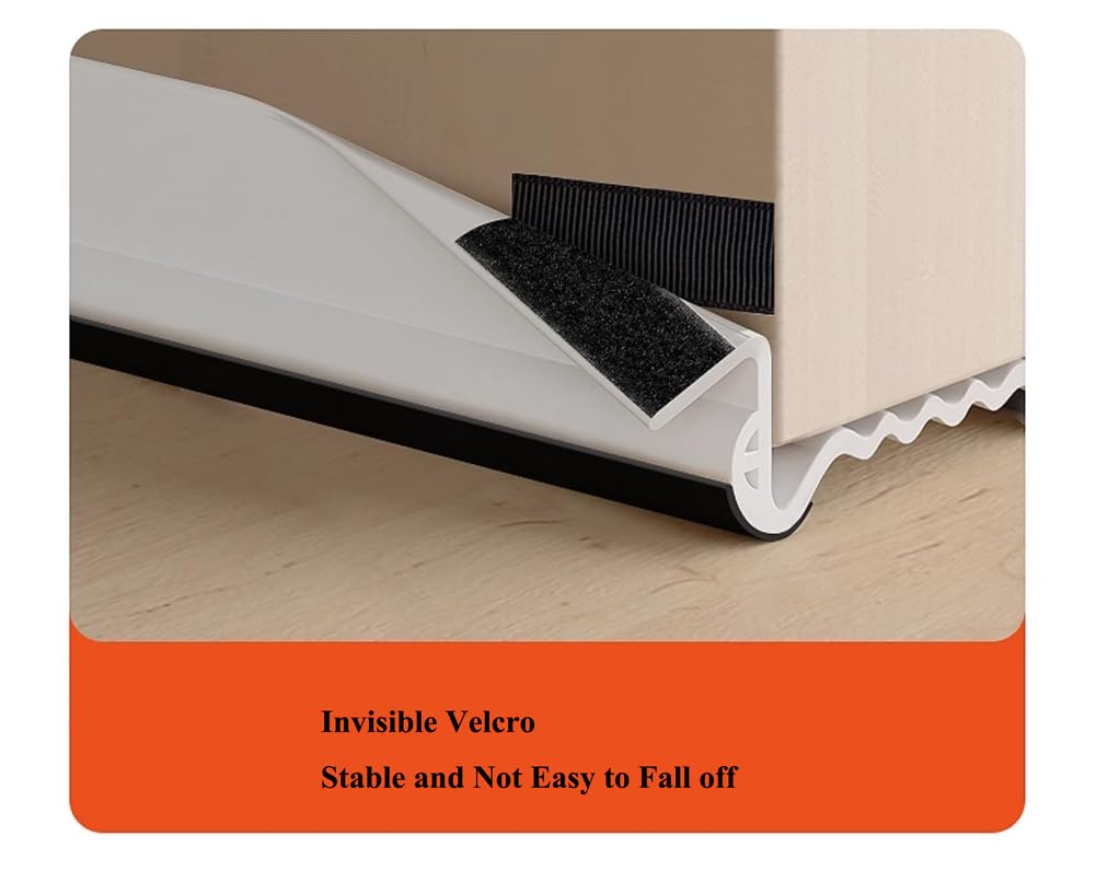 Striscia sigillante per la parte inferiore della porta, paraspifferi flessibile in PVC per porte, non si attacca alla porta, insonorizzante per porte (bianco, 100 x 5,5 cm - 1)