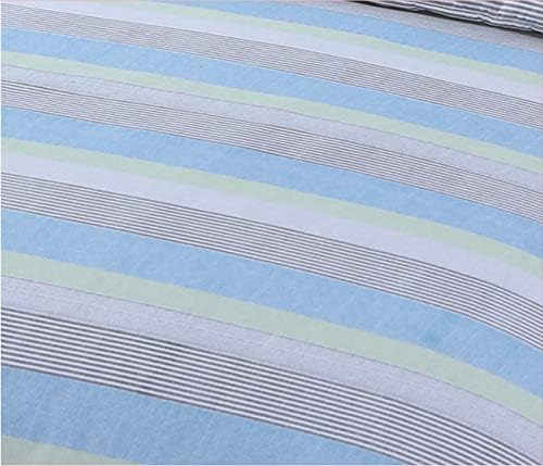 Noah's Linen Duvet cover bedding set with Pillow Cases Blue Green Stripe Double Size