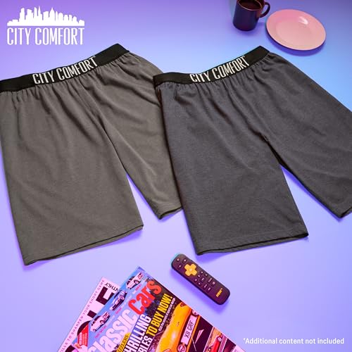 CityComfort Schlafanzug Herren Kurz M-4XL, 2er Pack Pyjama Shorts Herren Sommer mit Gummizug und Taschen, Freizeithose Loungewear, Geschenke für Männer (XL, Marineblau/Anthrazit)